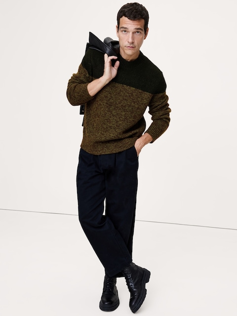 Alpaca-Wool Blend Color-Blocked Sweater