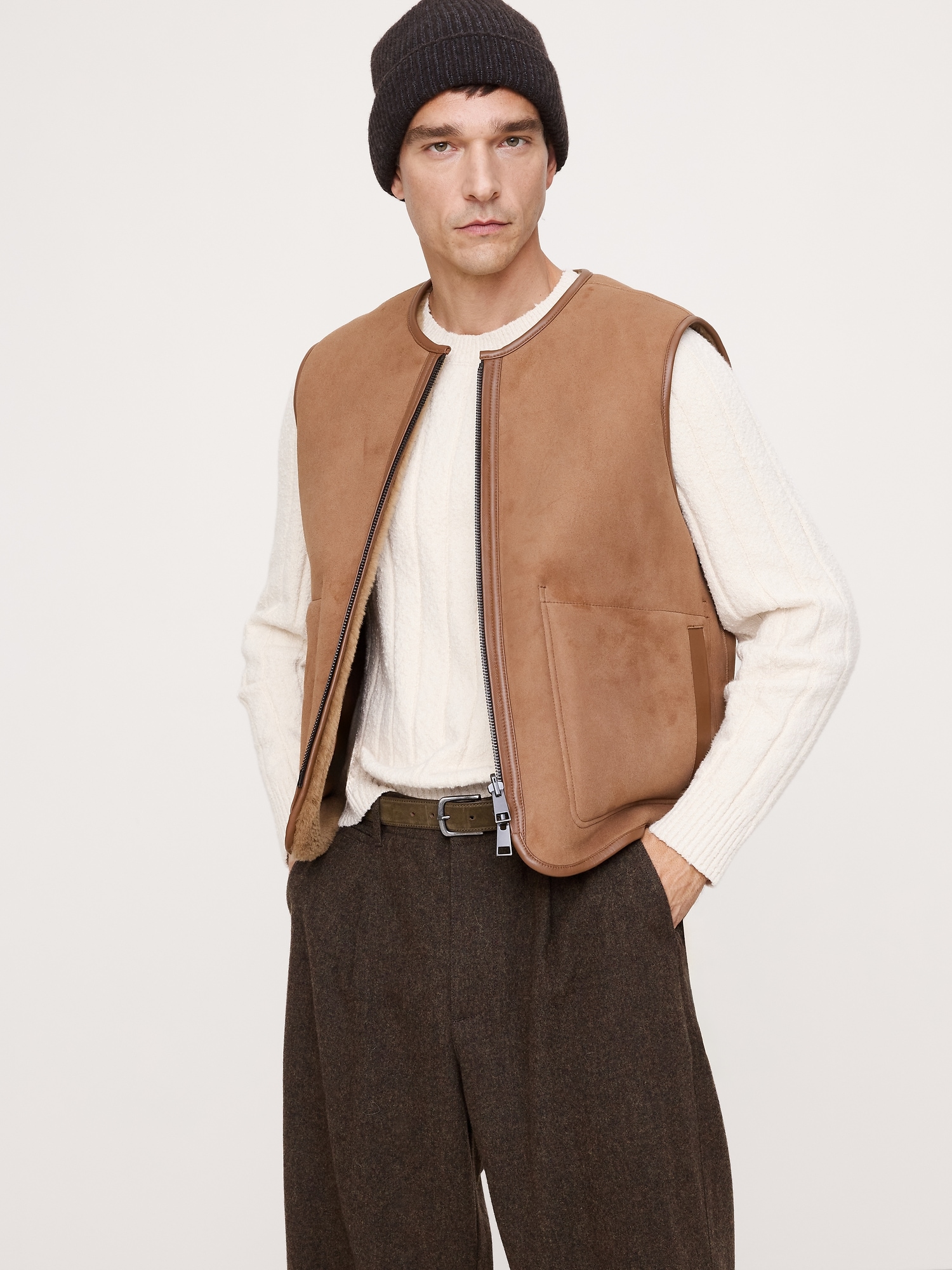 Image number 8 showing, Reversible Shearling Vest