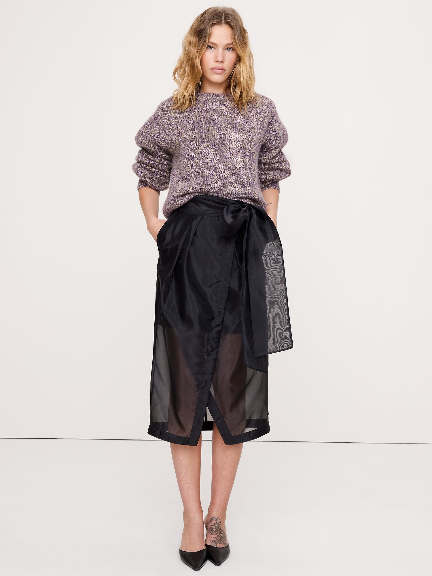 Image number 3 showing, Wool-Alpaca Blend Balloon-Sleeve Sweater