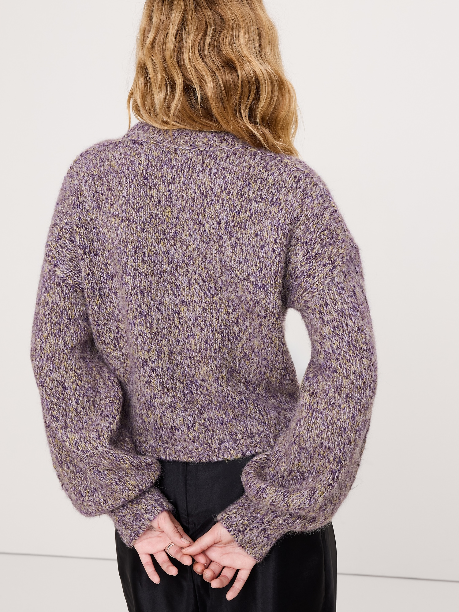 Image number 2 showing, Wool-Alpaca Blend Balloon-Sleeve Sweater