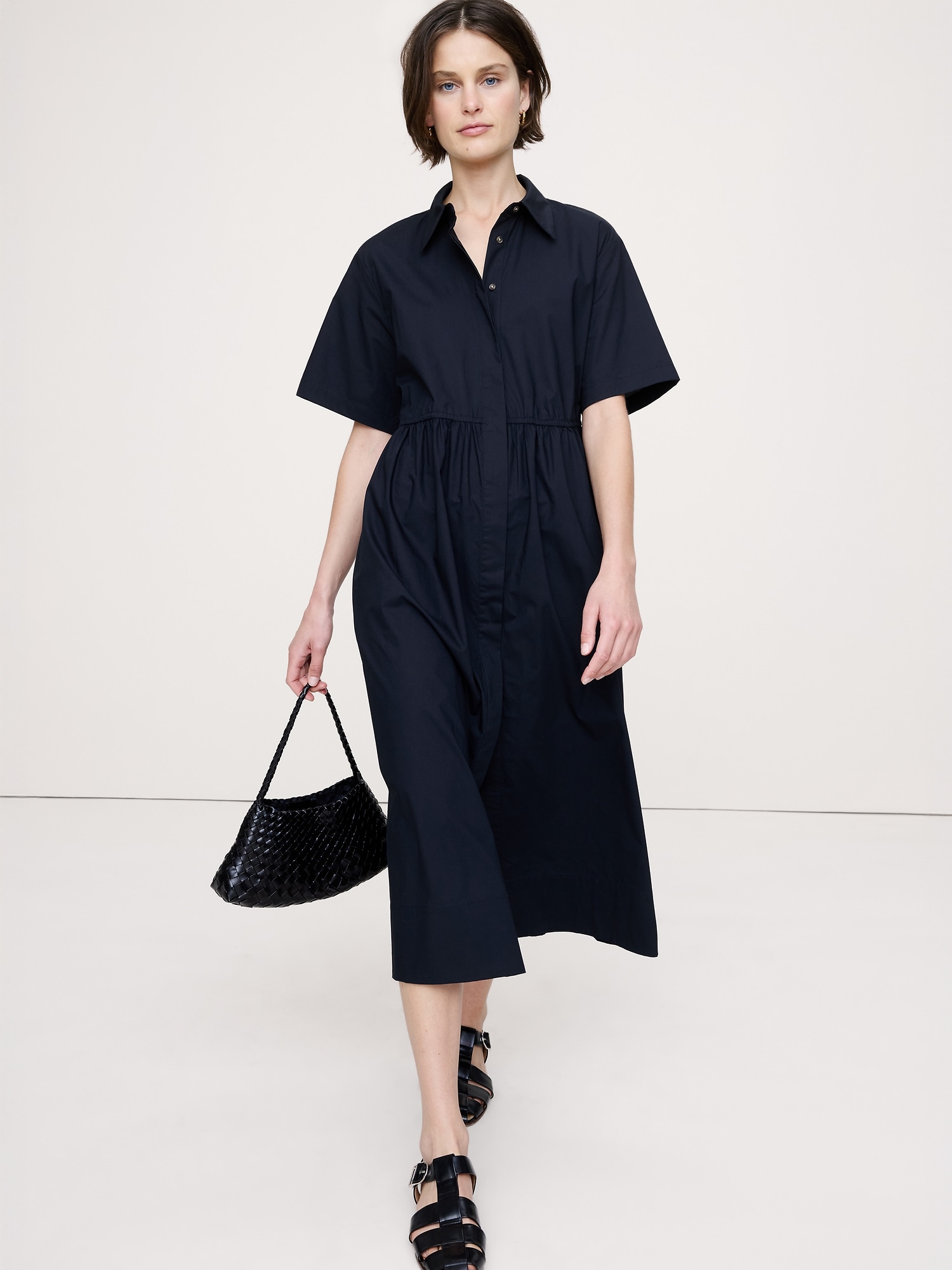 Image number 4 showing, Cotton Poplin Open-Back Shirt Dress