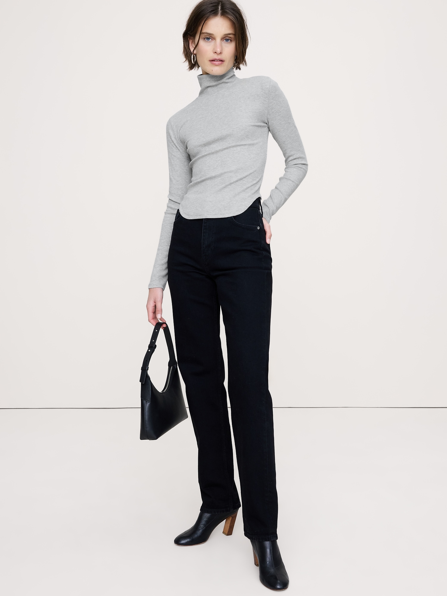 Image number 1 showing, Ribbed Turtleneck T-Shirt