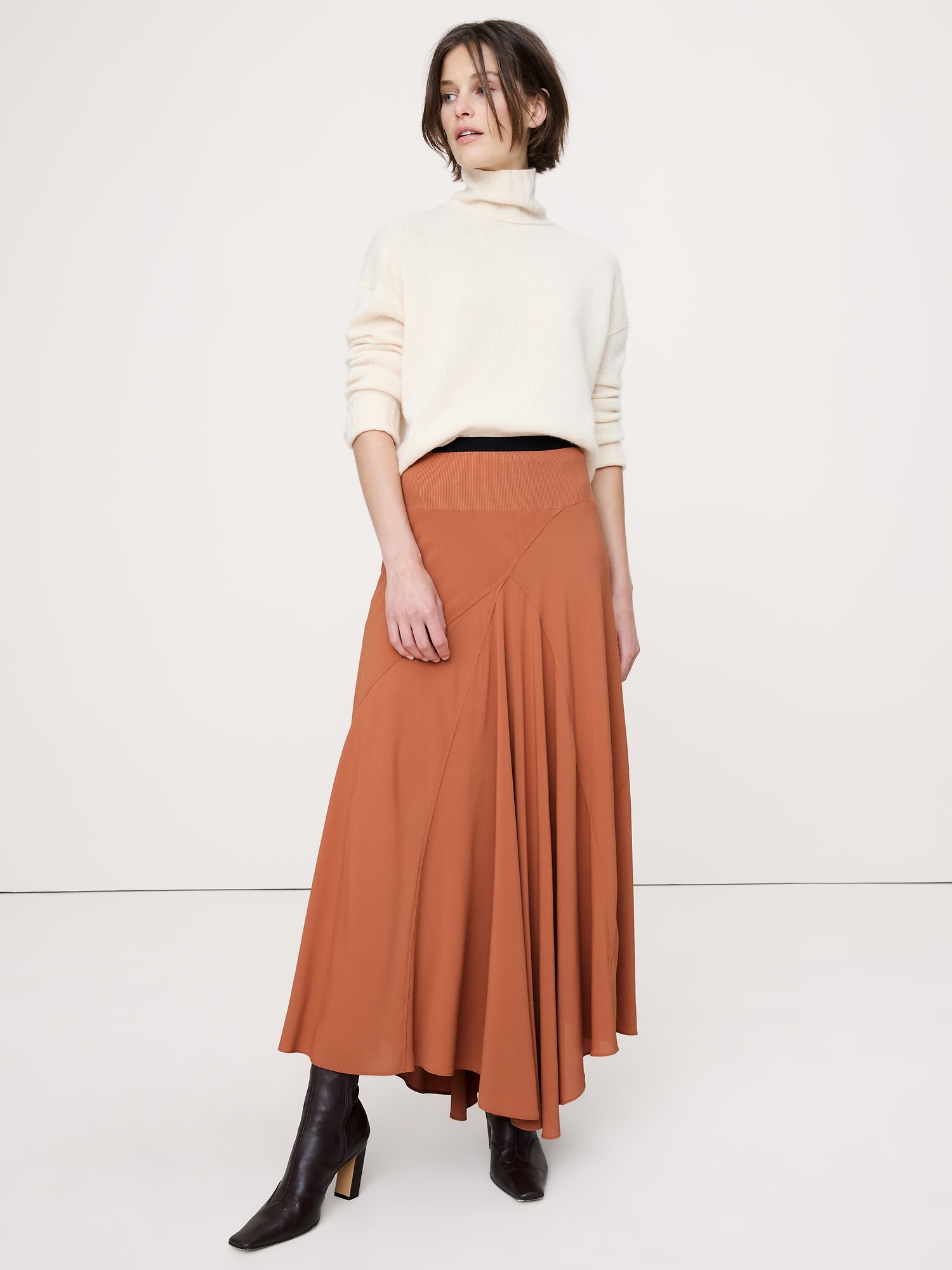 Drapey Georgette Maxi Skirt - Sierra Clay Brown