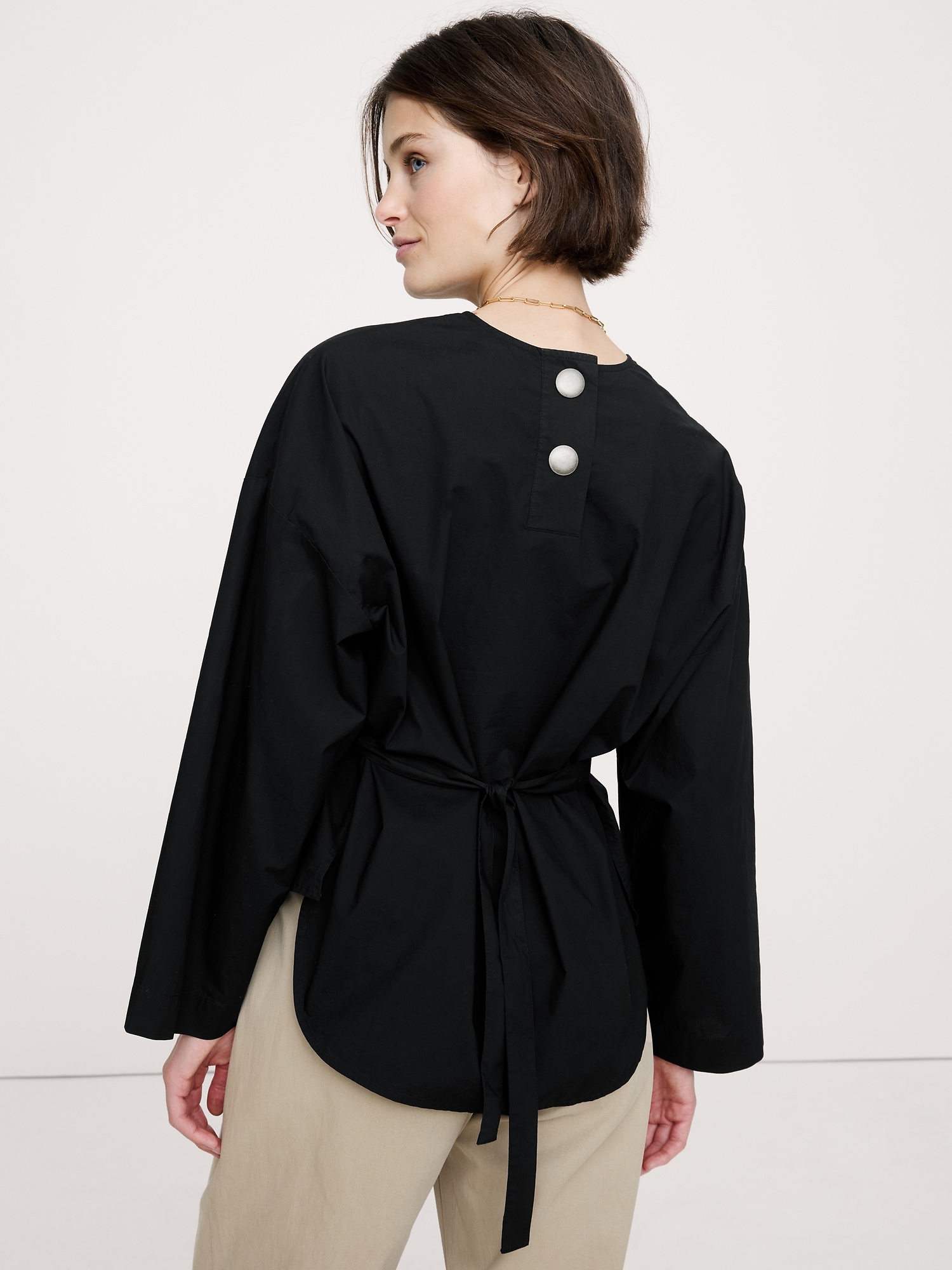 Image number 3 showing, Cotton Poplin Cinch-Waist Top