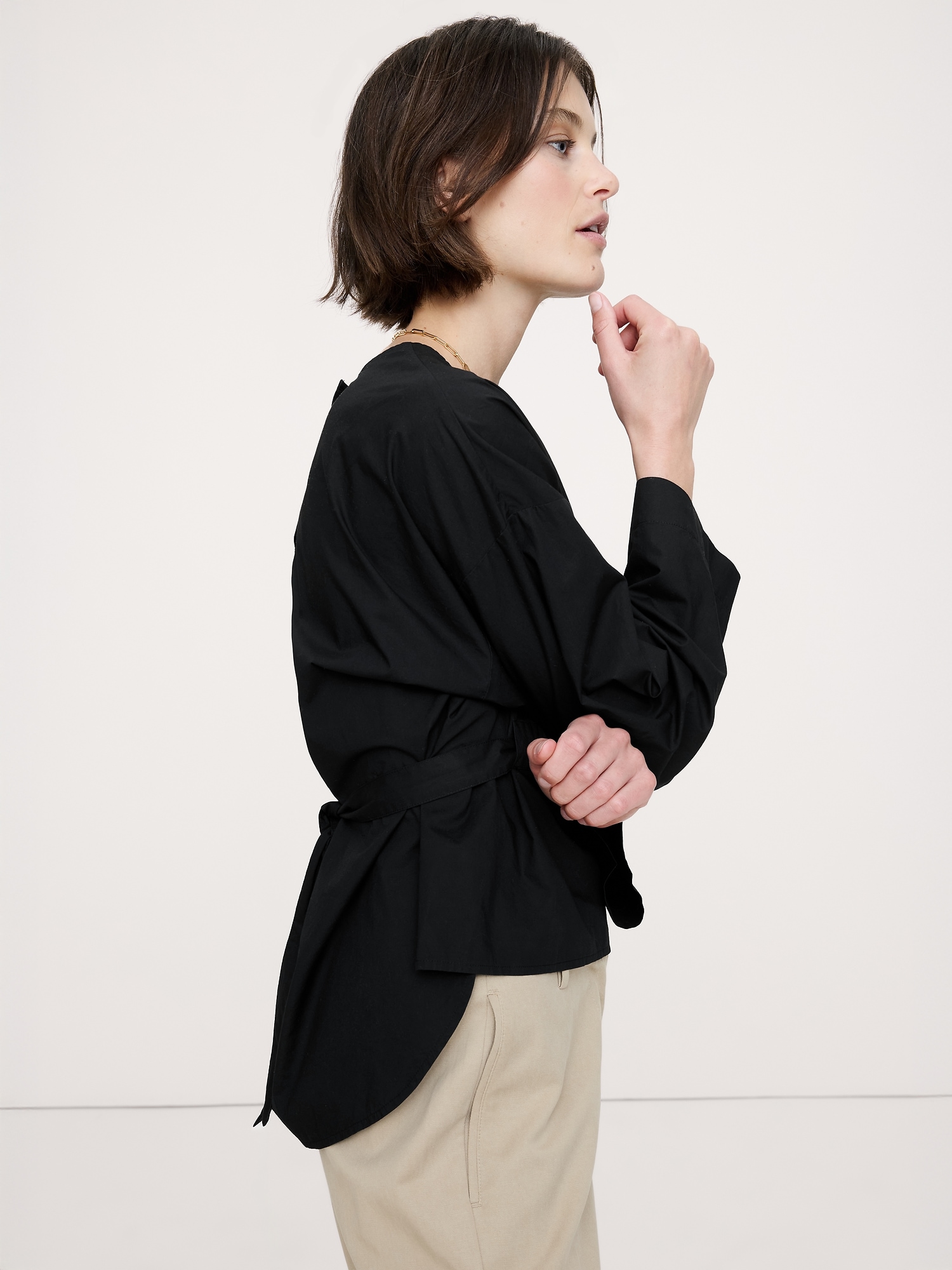Image number 4 showing, Cotton Poplin Cinch-Waist Top