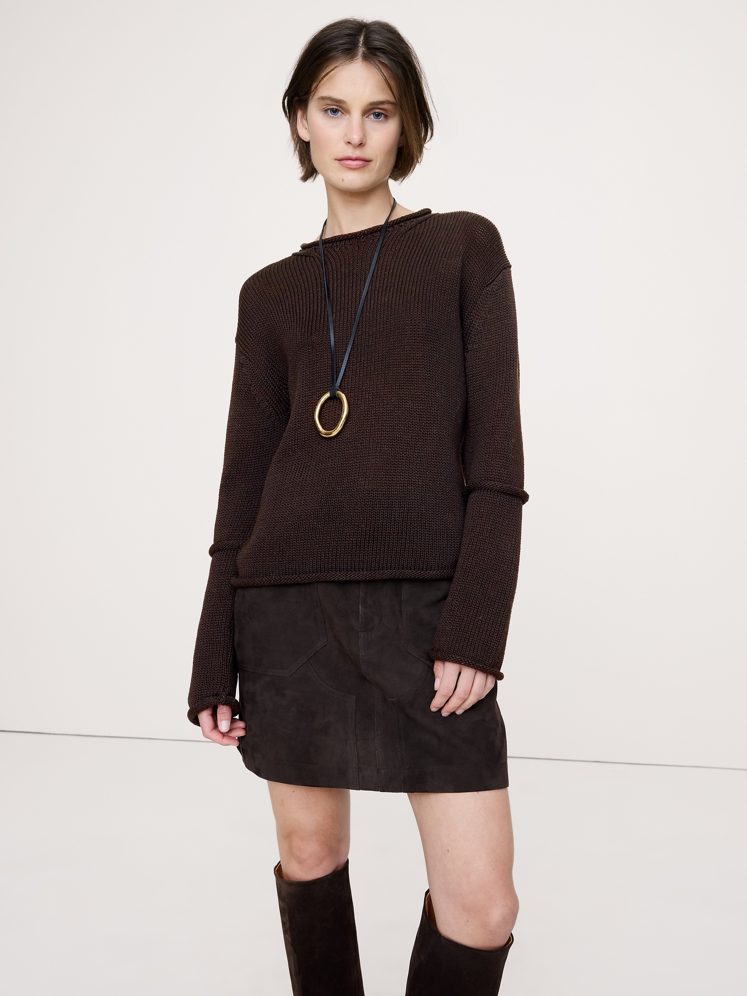 Image number 1 showing, Cotton Roll-Neck Sweater