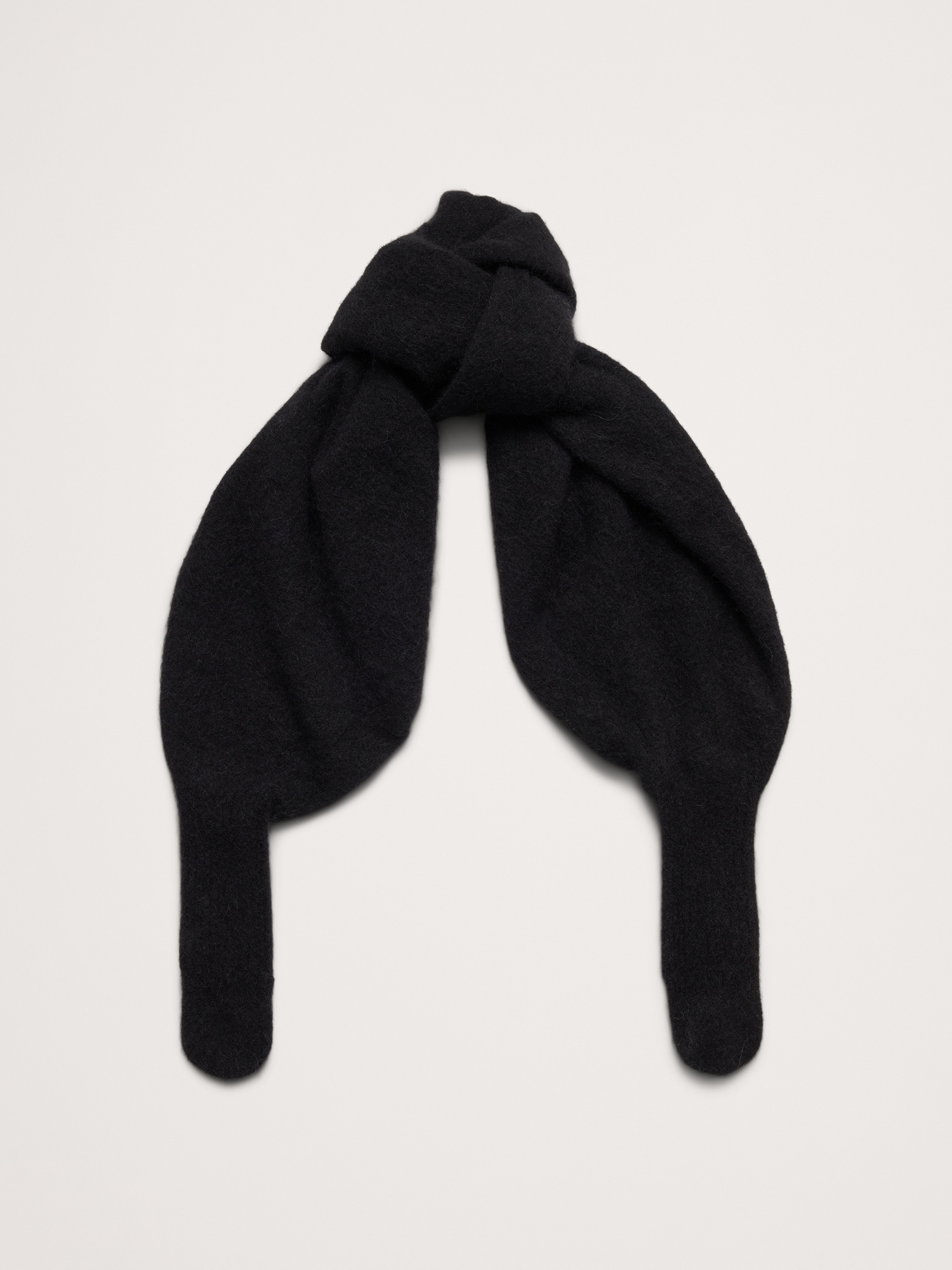 Fuzzy Alpaca-Blend Mitten-Scarf - Black