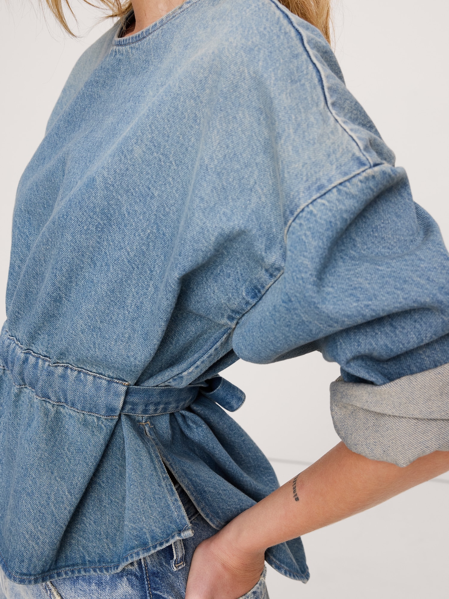 Image number 3 showing, Denim Cinch-Waist Top