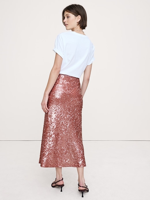 Bias-Cut Sequin Maxi Skirt