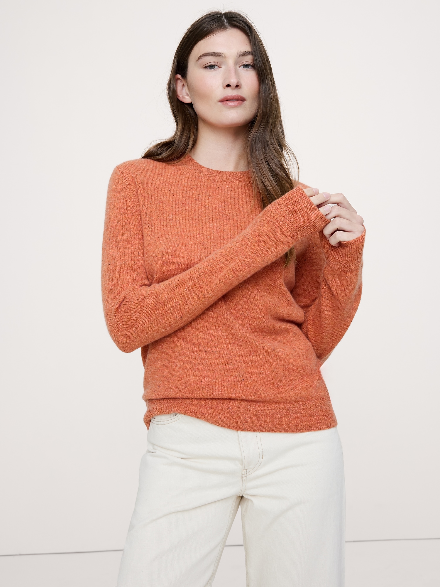 Lightweight Cashmere Crew-Neck Sweater - Spiced Orange