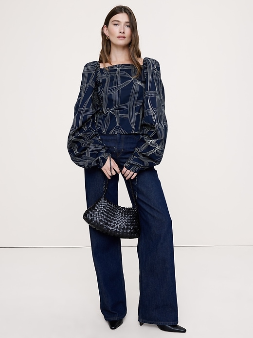 Stretch-Cotton Square-Neck Top