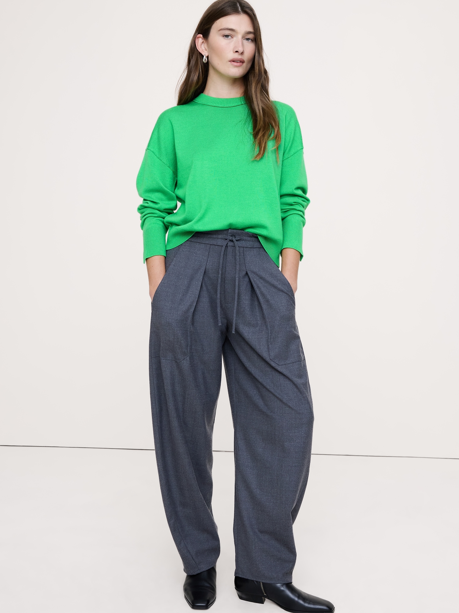 Merino Crew-Neck Sweater - Jade Green