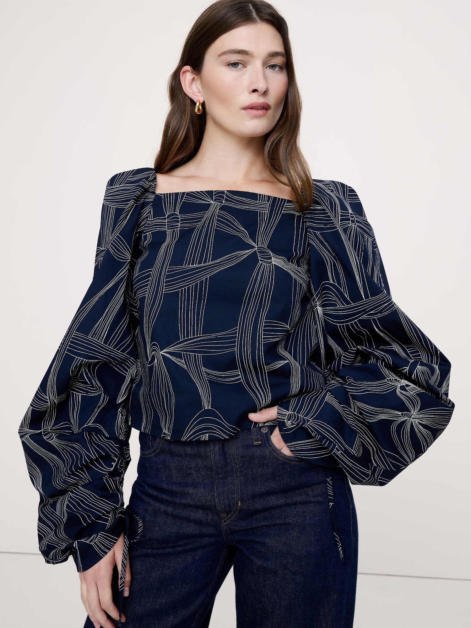 Image number 6 showing, Stretch-Cotton Square-Neck Top