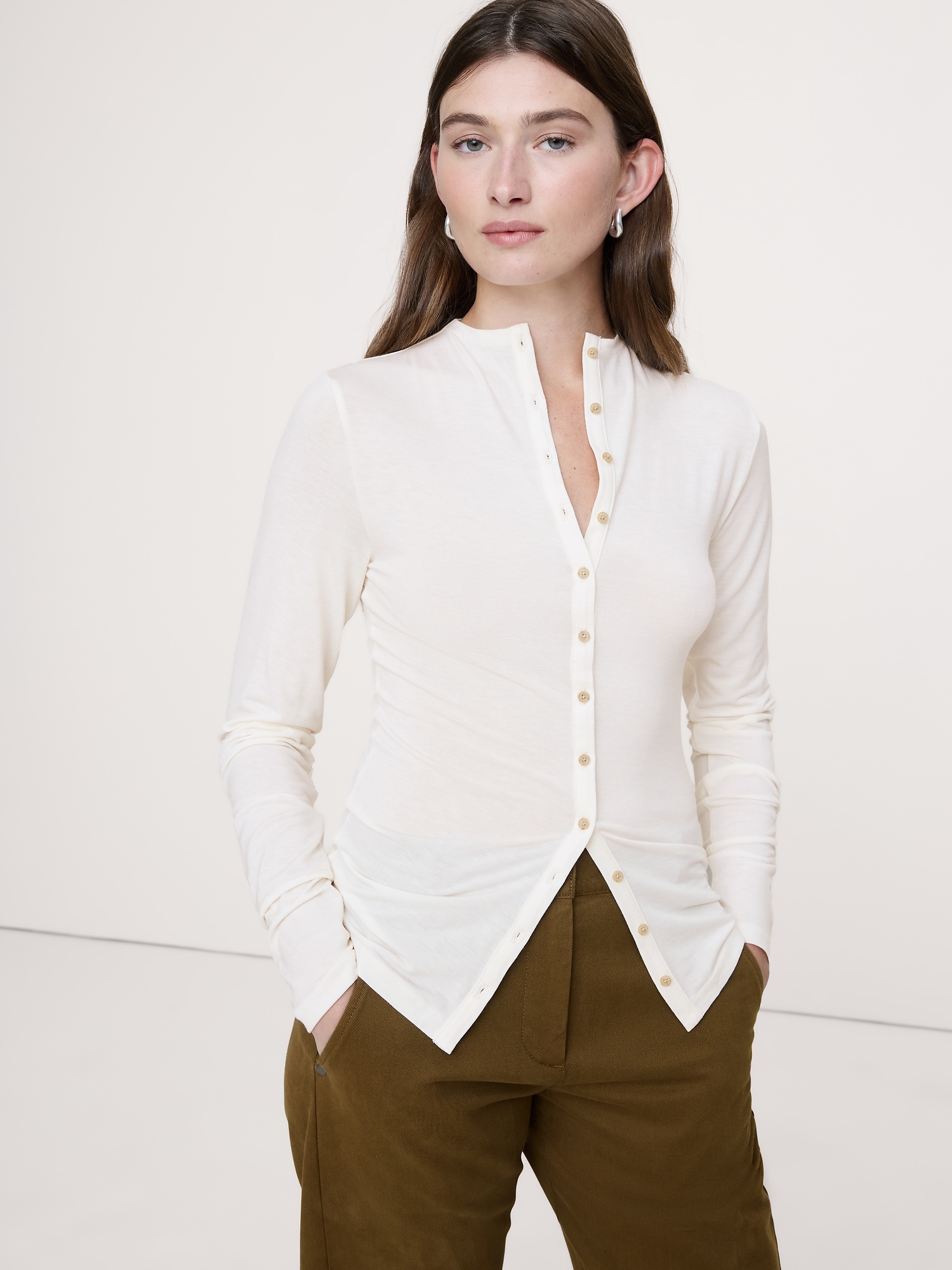 Image number 1 showing, Luxe Wool-Blend Button-Front Shirt
