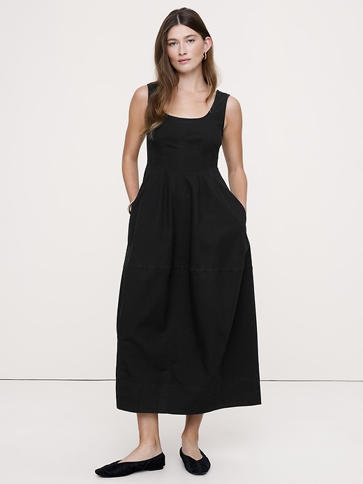 Stretch-Cotton Barrel Midi Dress