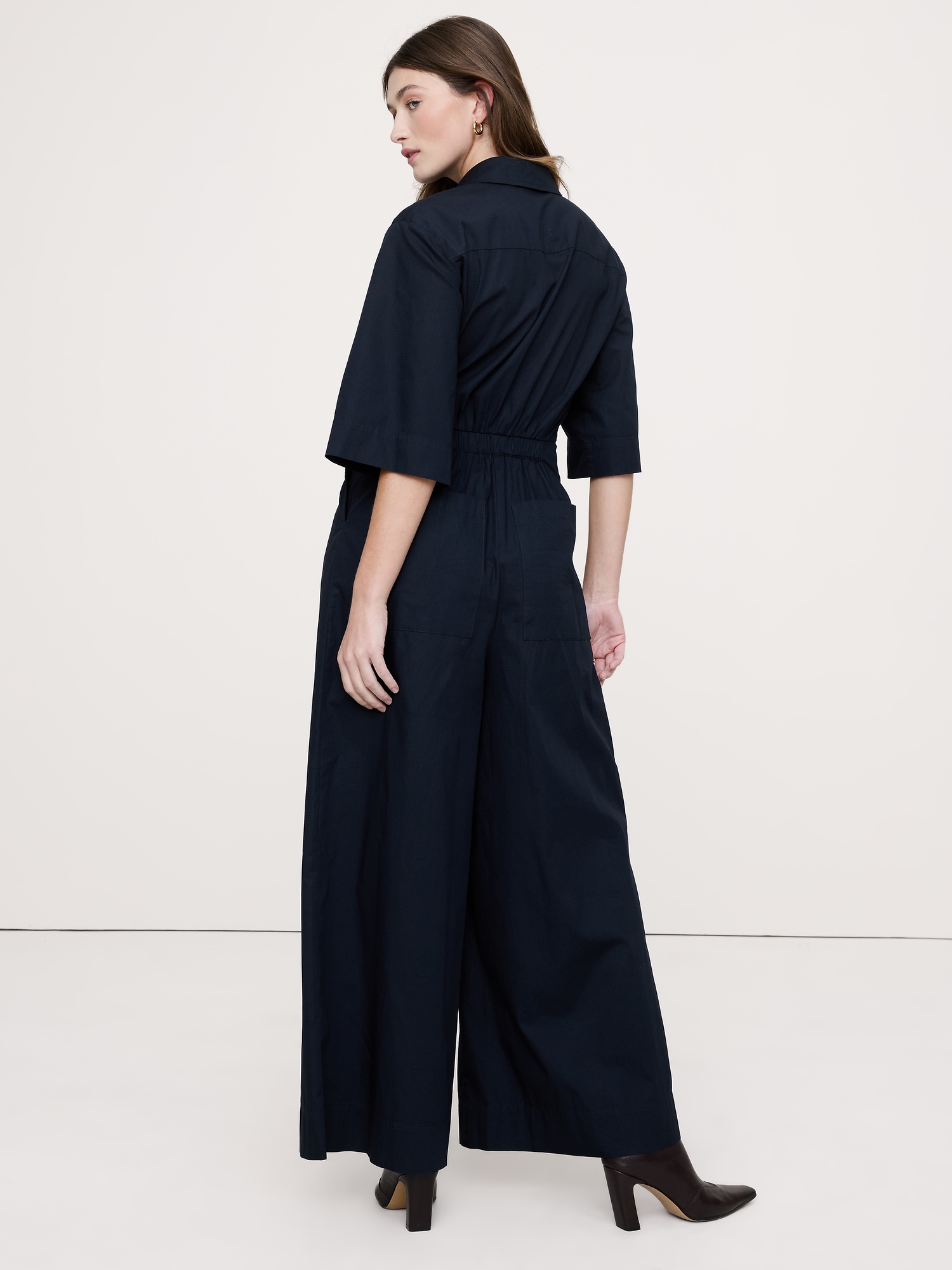 Image number 3 showing, Stretch-Cotton Wide-Leg Utility Jumpsuit
