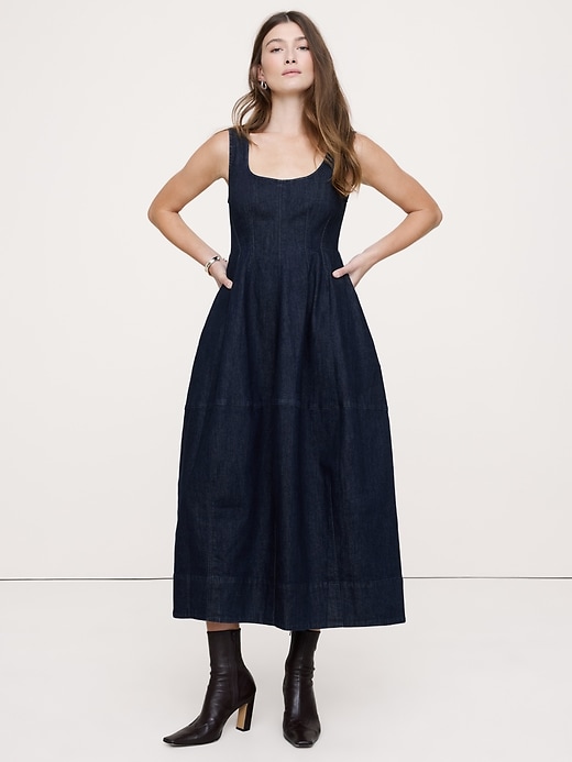 Image number 1 showing, Denim Barrel Midi Dress