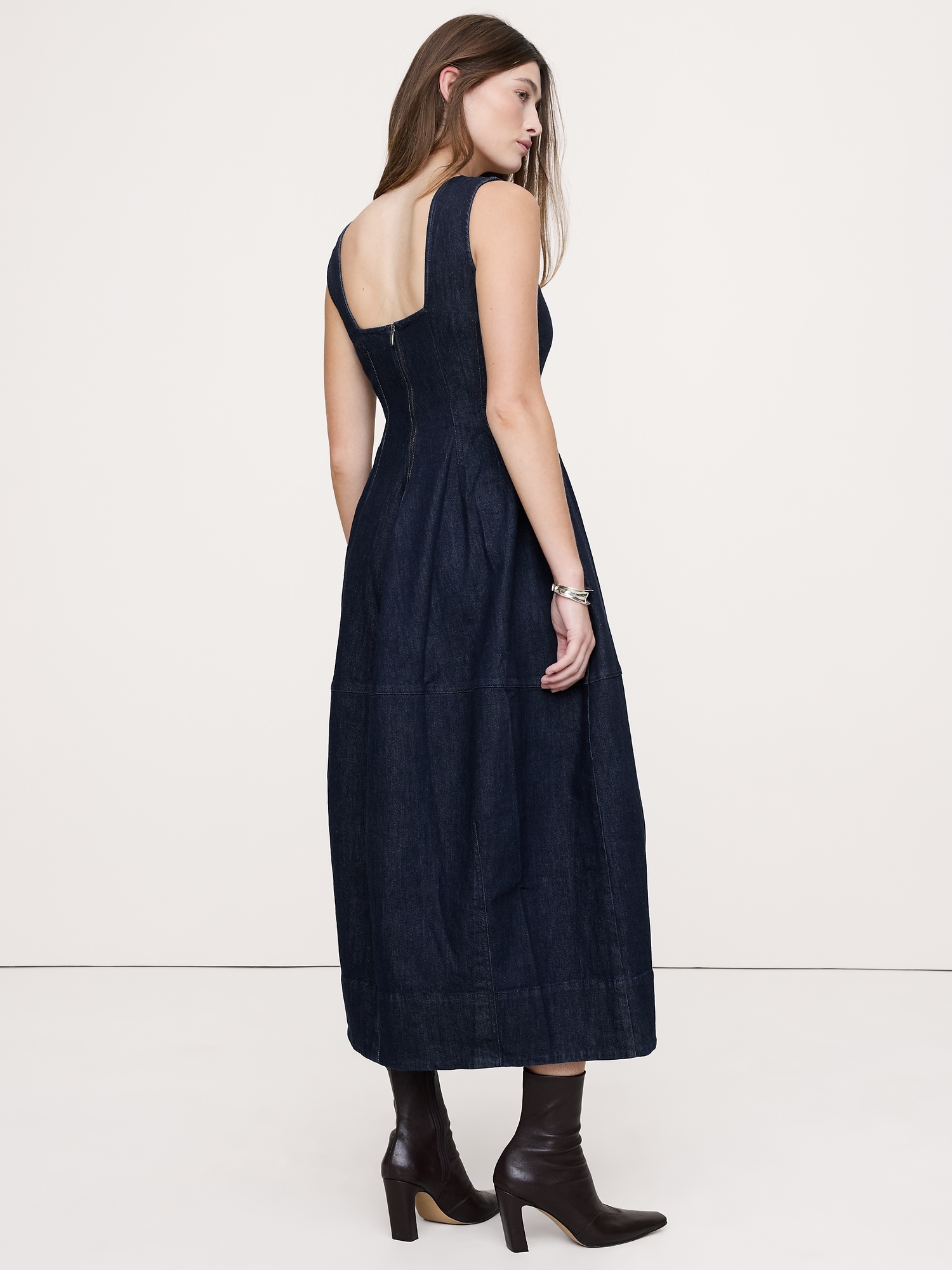 Image number 3 showing, Denim Barrel Midi Dress
