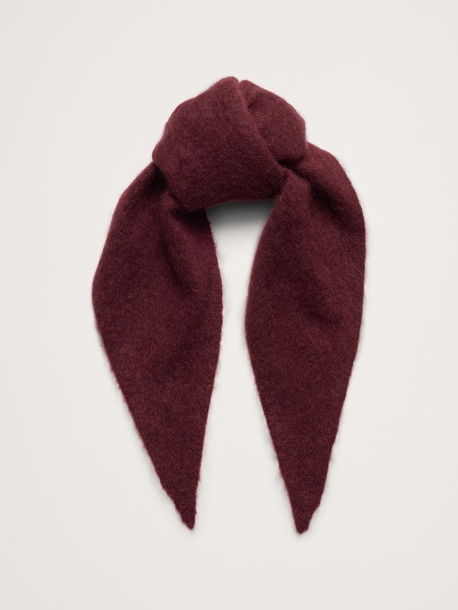 Brushed Wool-Cashmere Triangle Scarf - Port Wine