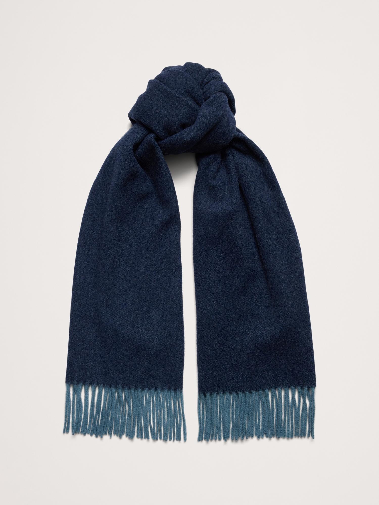 Italian Wool-Cashmere Scarf - Navy Blue & Cape Blue