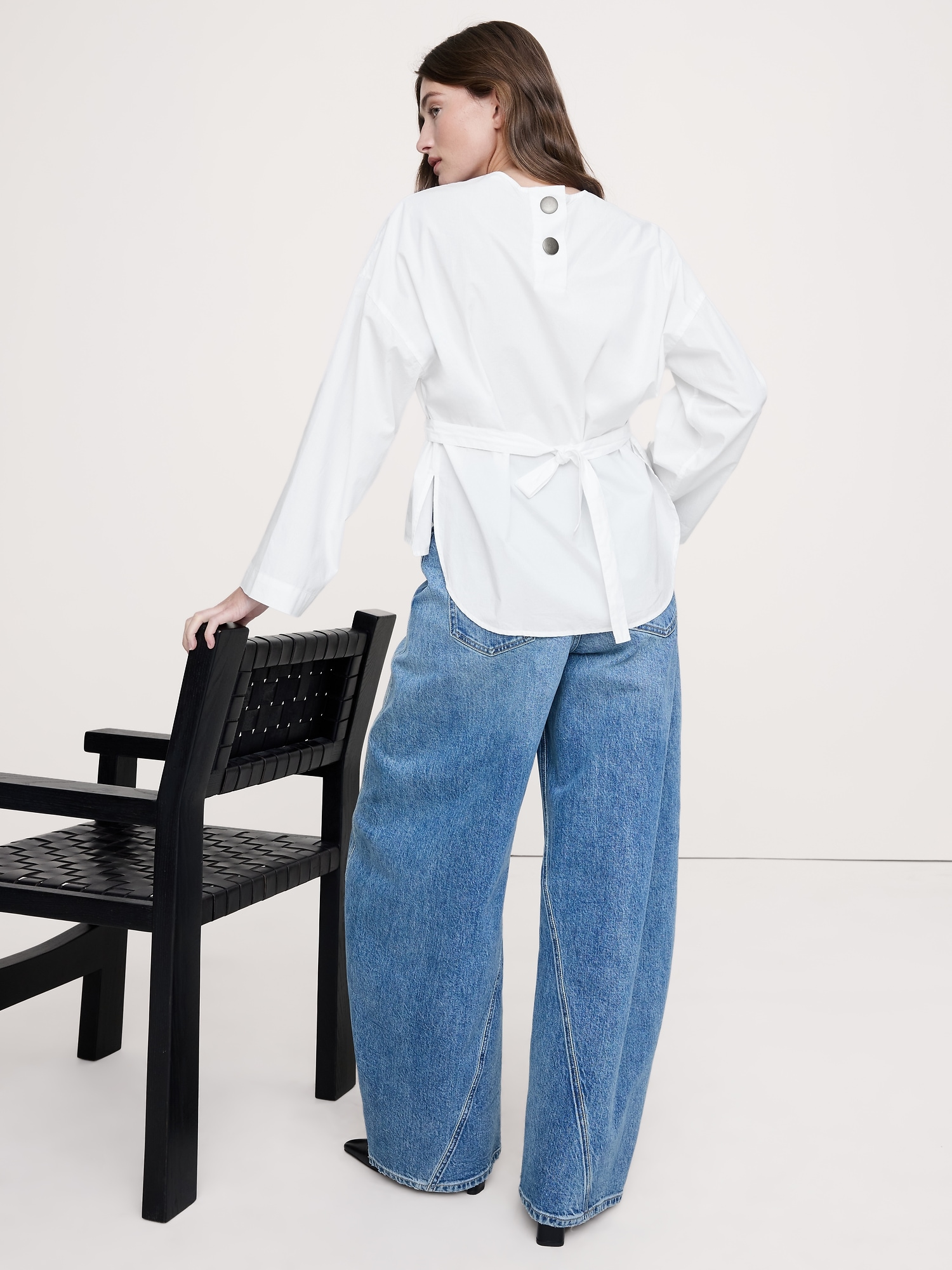 Image number 3 showing, Cotton Poplin Cinch-Waist Top