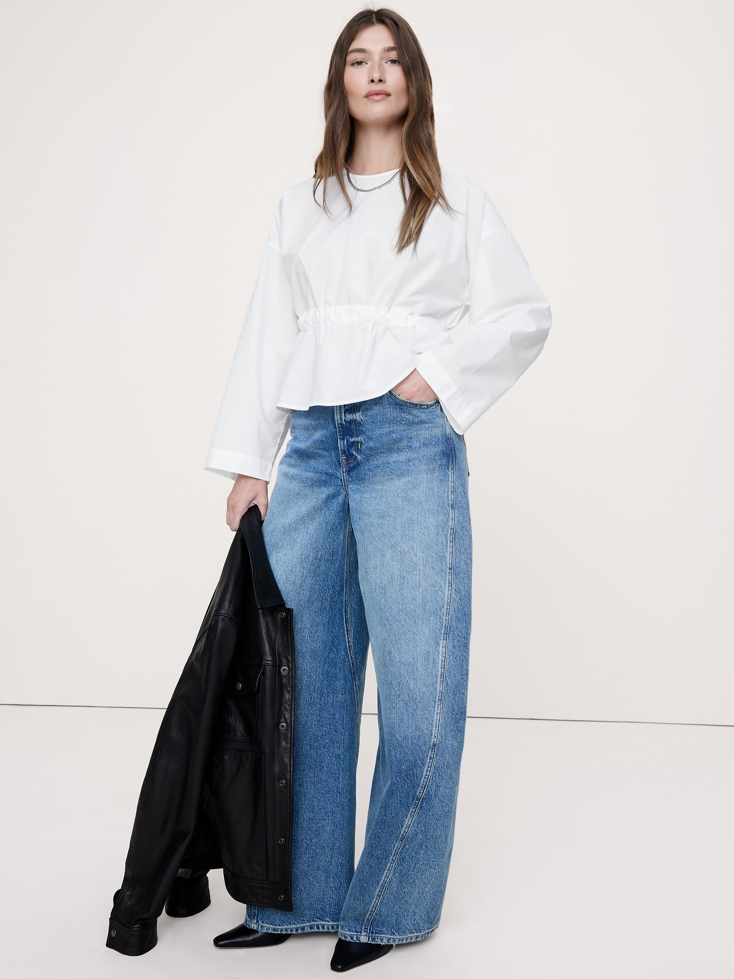 Image number 4 showing, Cotton Poplin Cinch-Waist Top
