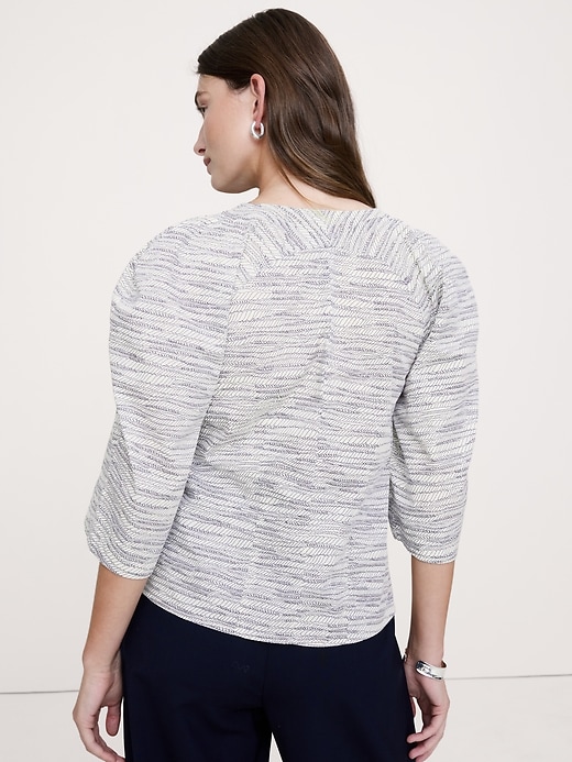 Stretch-Cotton Volume-Sleeve Top | Banana Republic