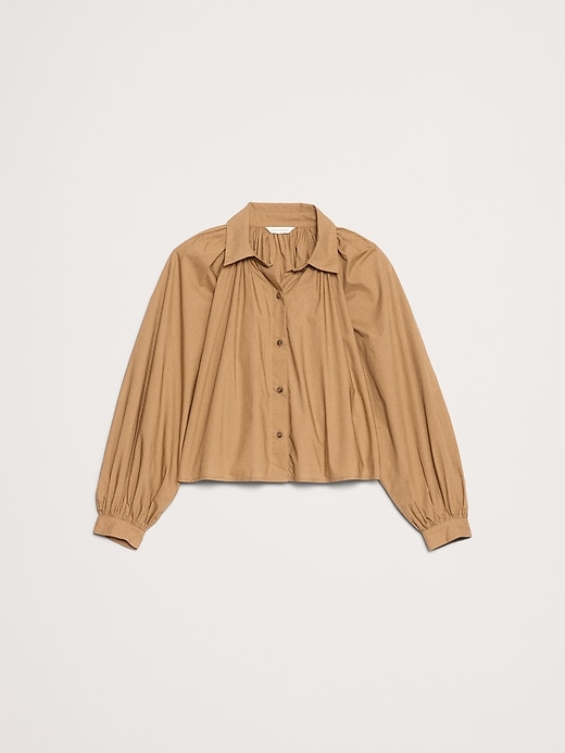 Cotton Poplin Balloon-Sleeve Shirt | Banana Republic