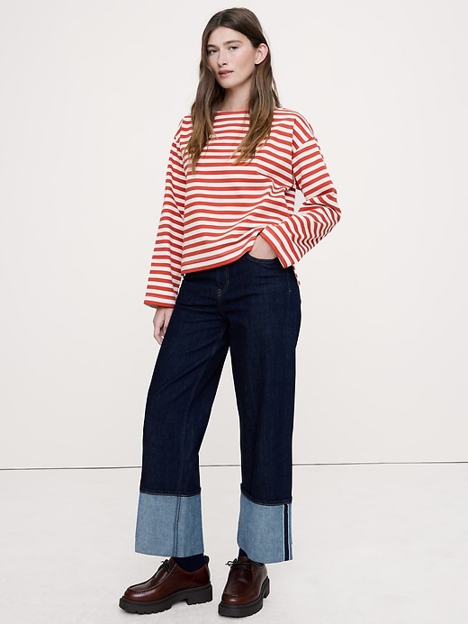 Relaxed Cotton Boat-Neck Top
