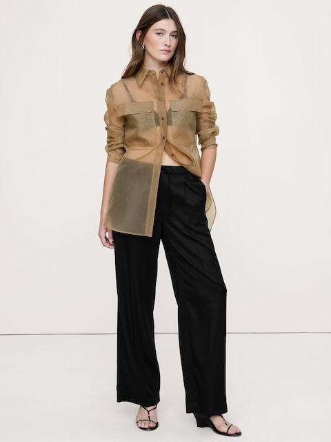 High-Rise Wide-Leg Drapey TENCEL™ Pull-On Pant