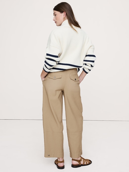 Wide-Leg Textured Twill Pull-On Pant | Banana Republic