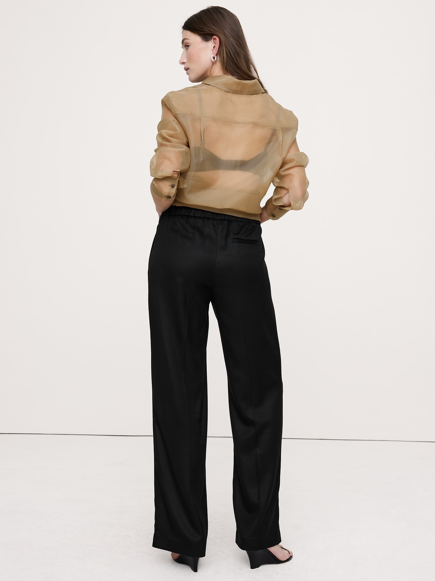 Image number 6 showing, Mid-Rise Wide-Leg Drapey TENCEL™ Pull-On Pant