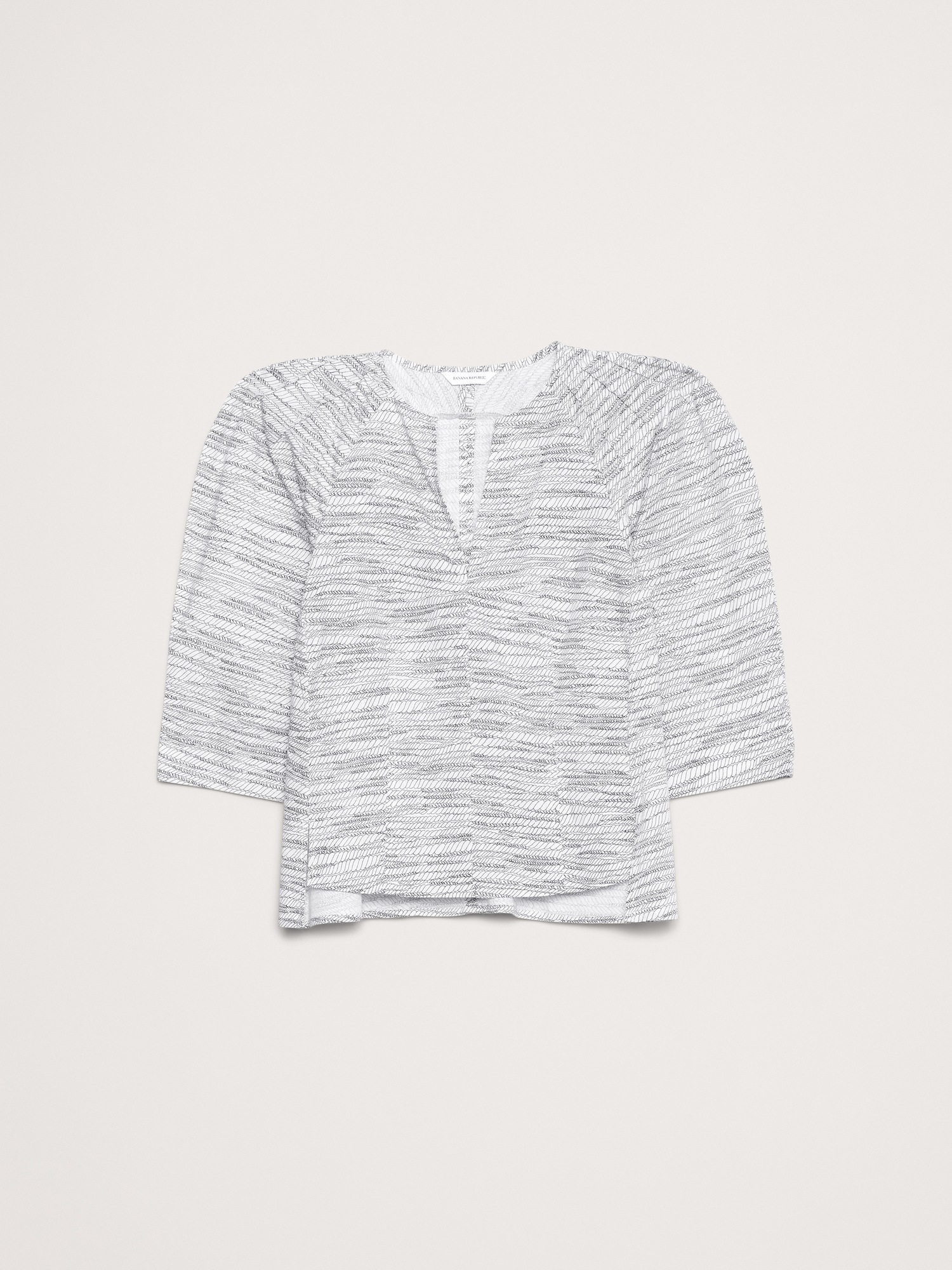 Женский топ Banana Republic Stretch-Cotton Volume-Sleeve Top, цвет: Слоновая кость с принтом — фото 4