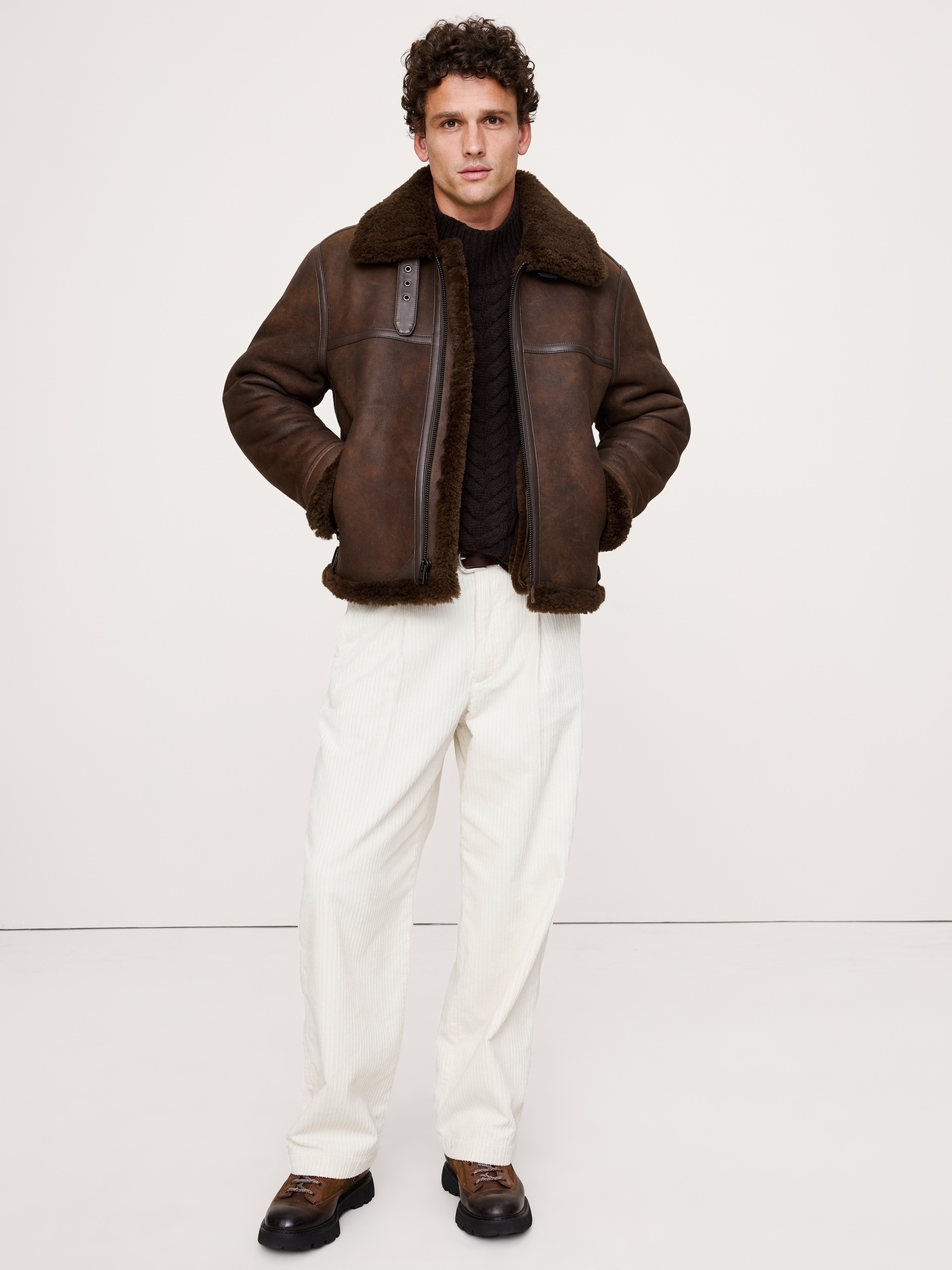 Loose Pleated Corduroy Pant - Off White