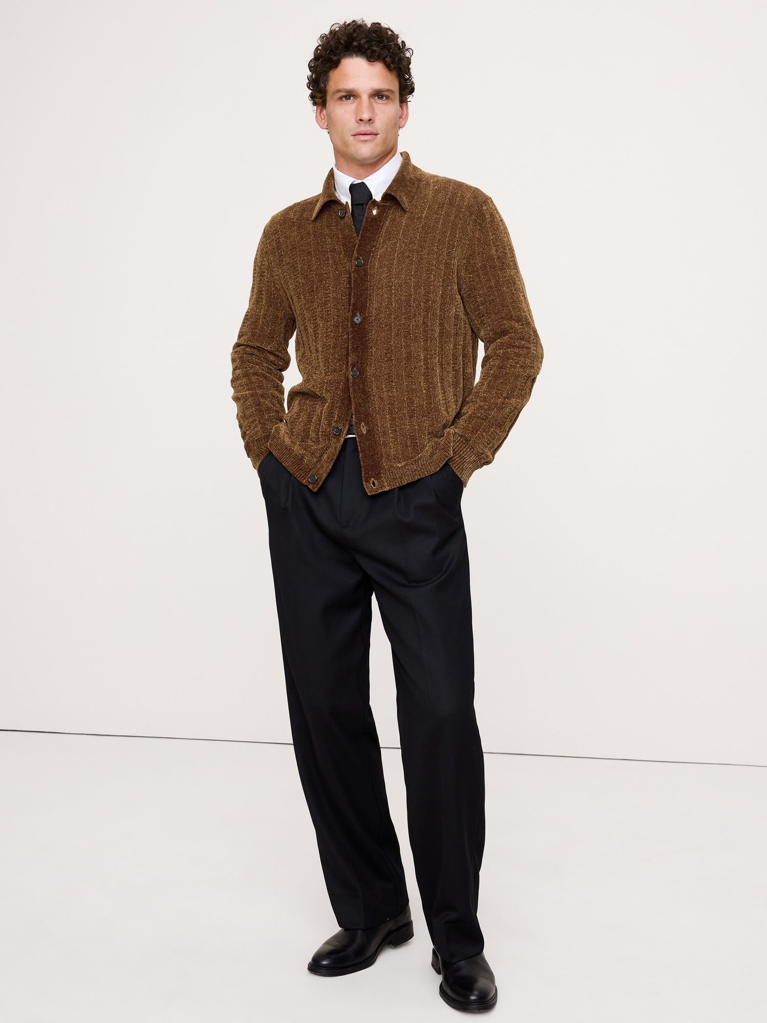 Image number 4 showing, Chenille Polo Cardigan