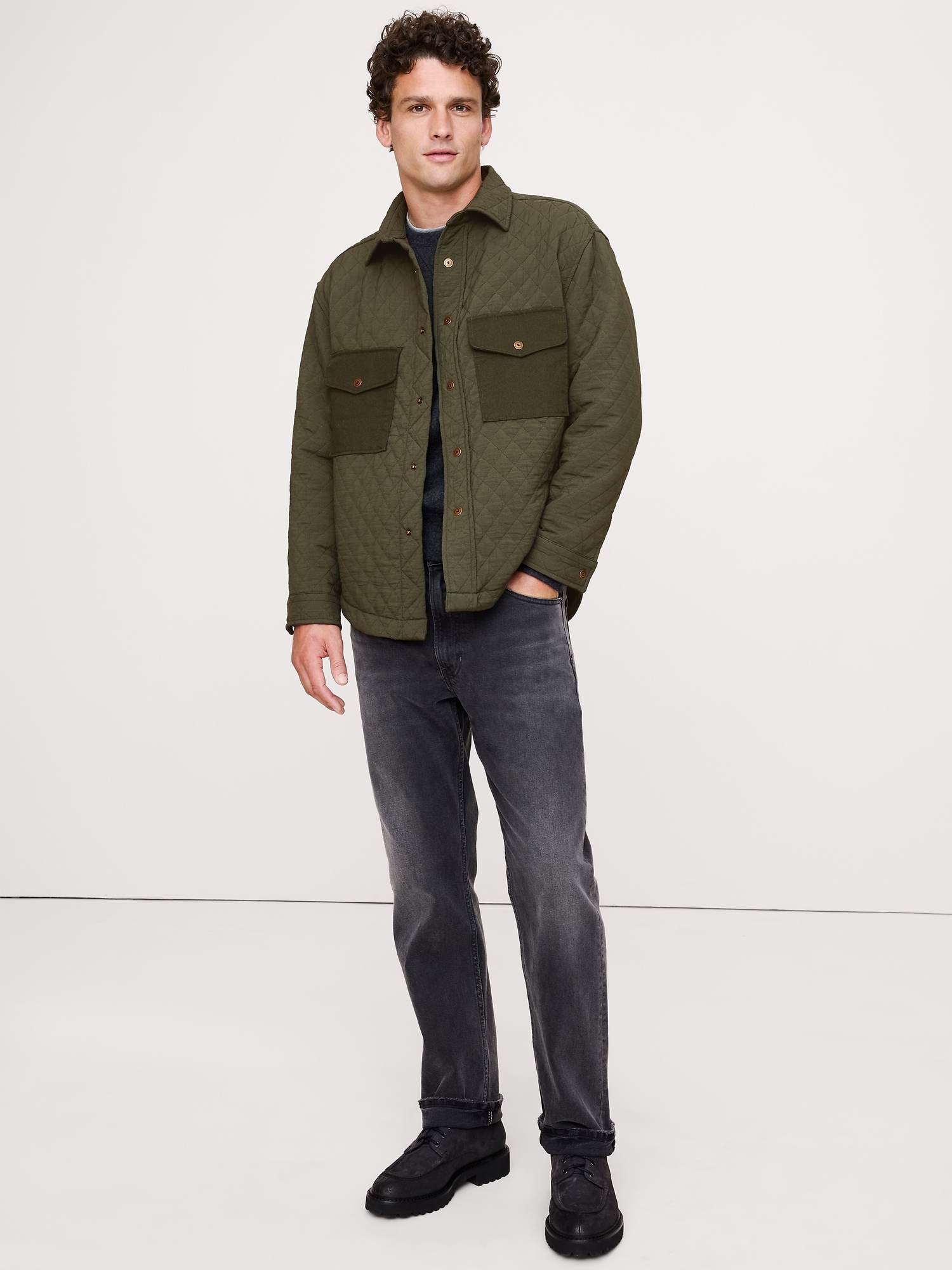 Image number 1 showing, Loose-Fit Quilted Overshirt