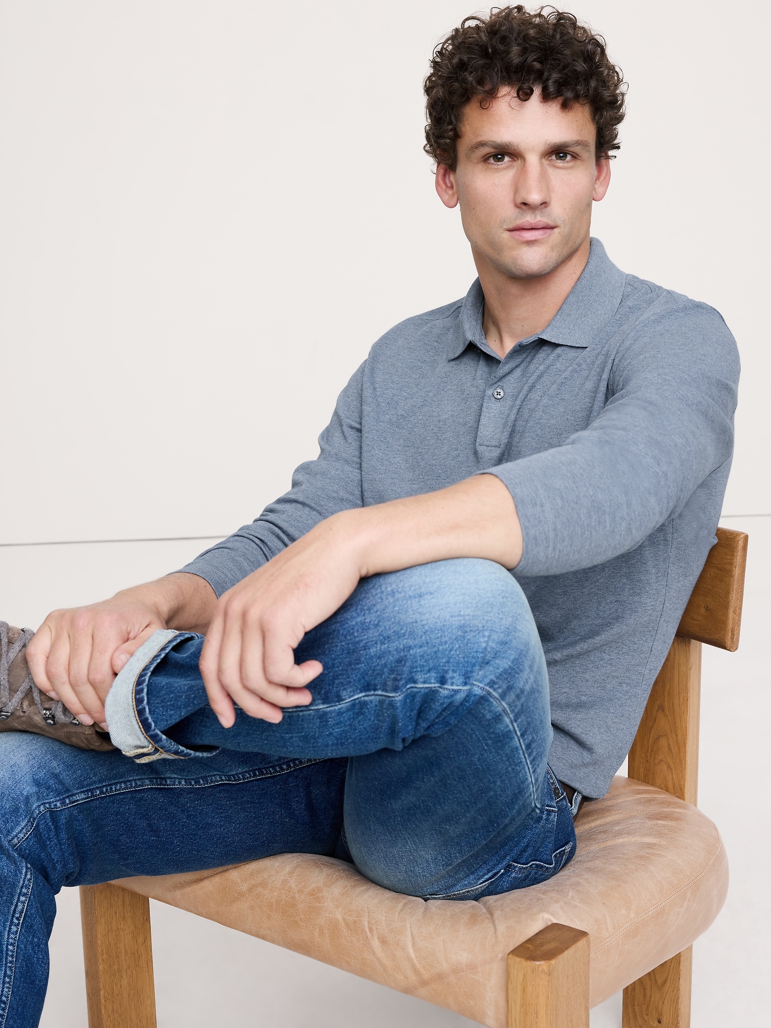 Image number 1 showing, Luxury-Touch Long-Sleeve Polo