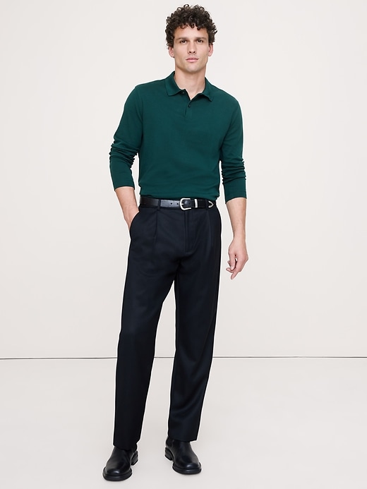 Luxury-Touch Long-Sleeve Polo