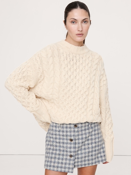 Italian Merino-Blend Cable Tunic Sweater