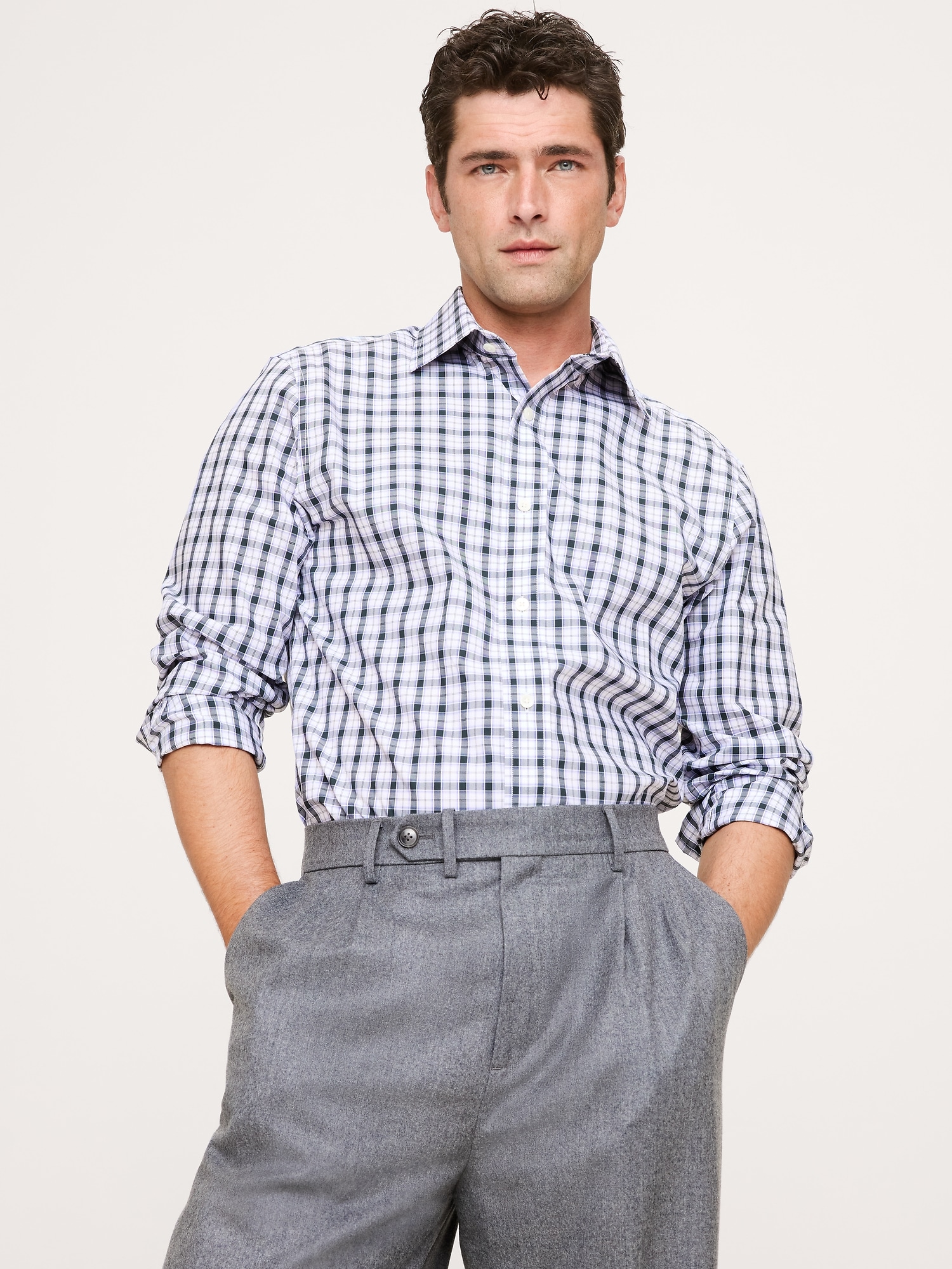 Standard-Fit Wrinkle-Resistant Dress Shirt - Lilac & Gray