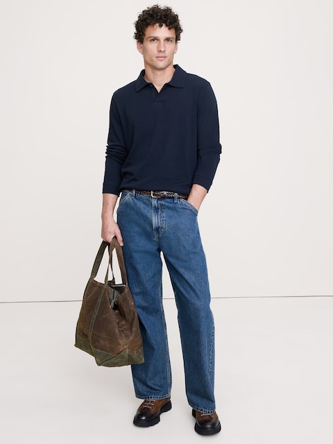 Cotton Jersey Long-Sleeve Polo