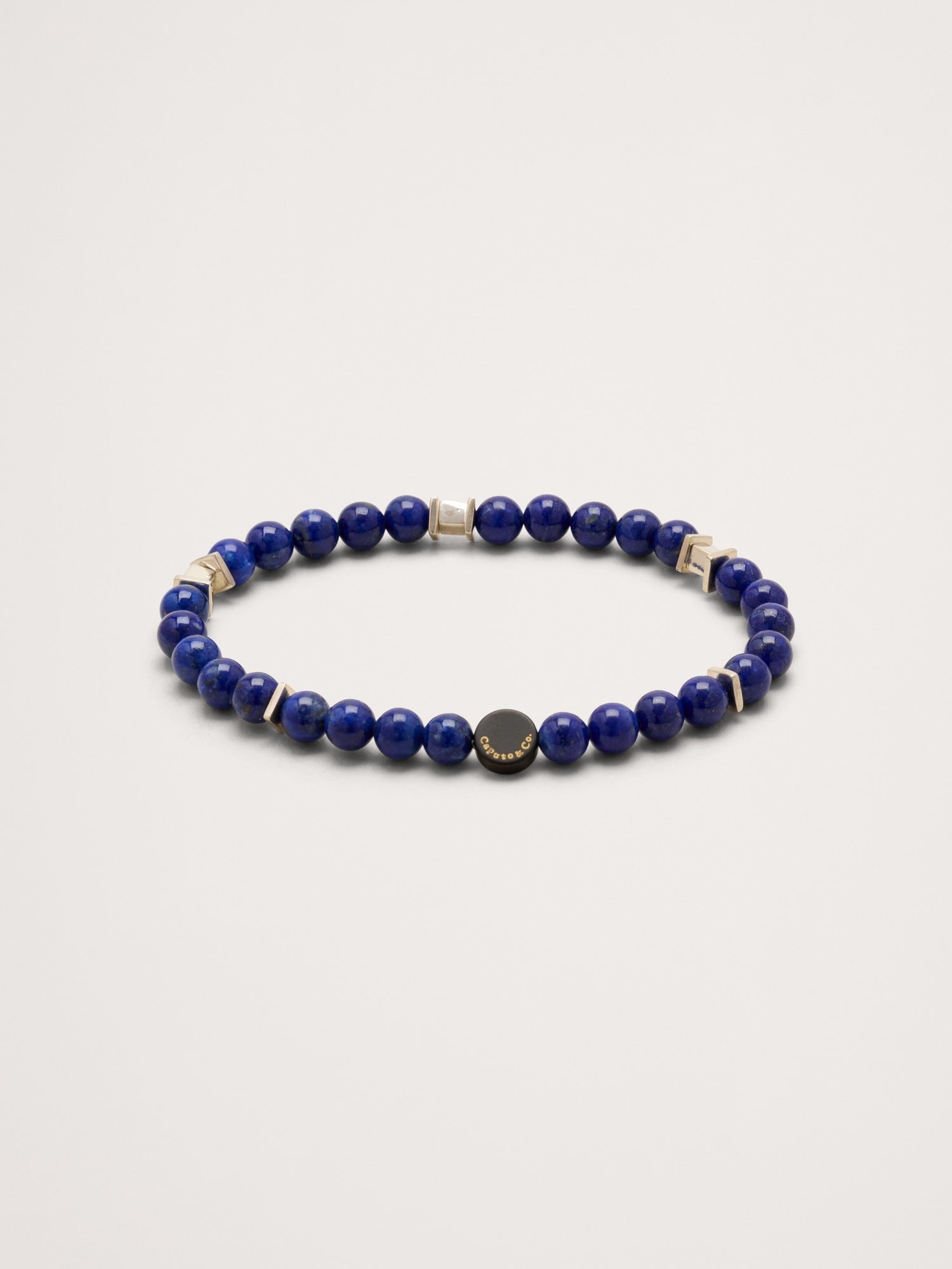 Square Stone Beaded Stretch Bracelet by Caputo & Co - Lapis Lazuli Blue