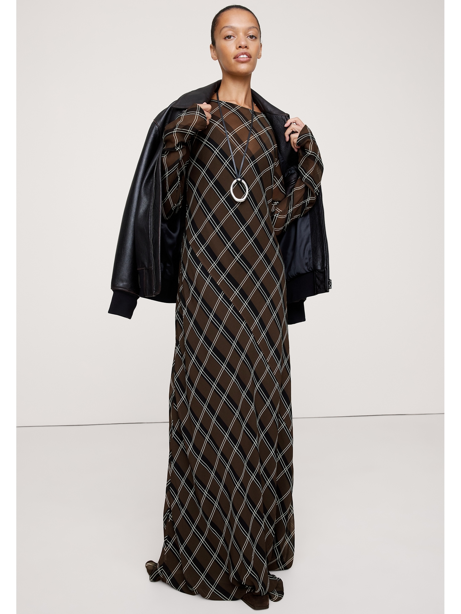 Image number 1 showing, Bias-Cut Chiffon Maxi Dress