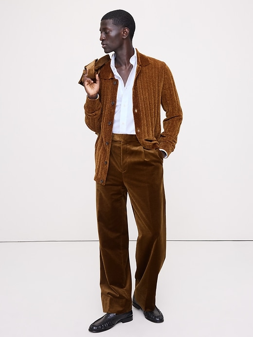 Relaxed Pleated Velvet Pant | Banana Republic