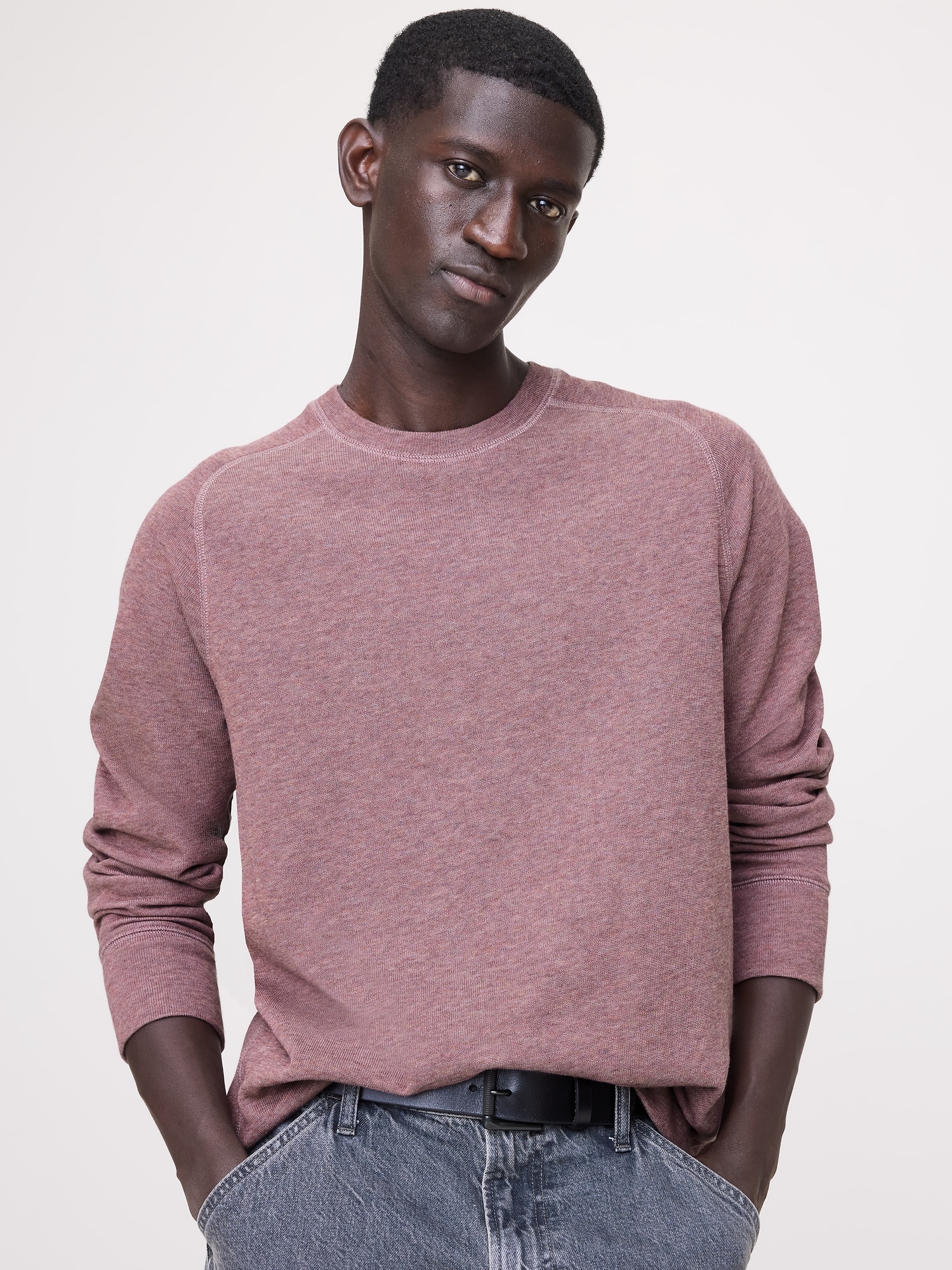 Slub Double-Knit Crew-Neck T-Shirt - Faded Pink