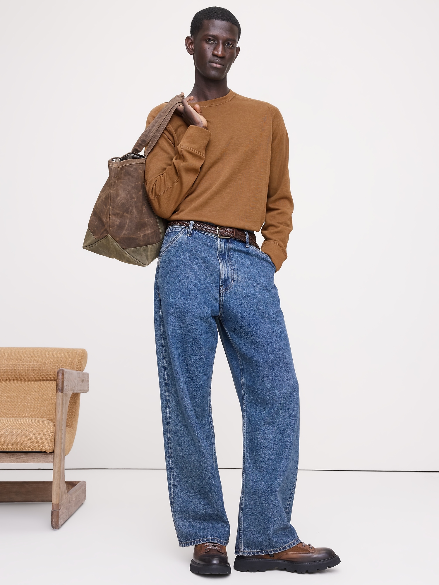 Slub Double-Knit Crew-Neck T-Shirt - Marten Brown