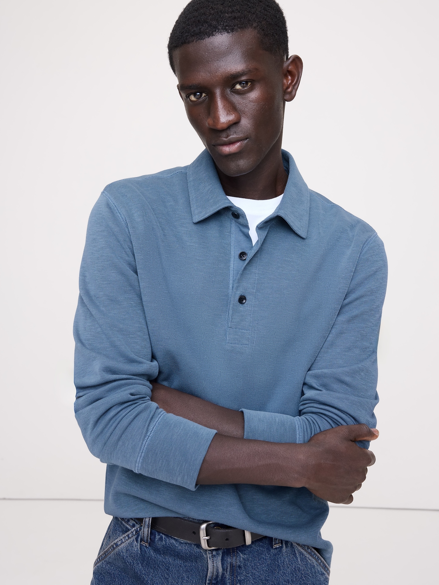 Slub Double-Knit Polo - Atmosphere Blue