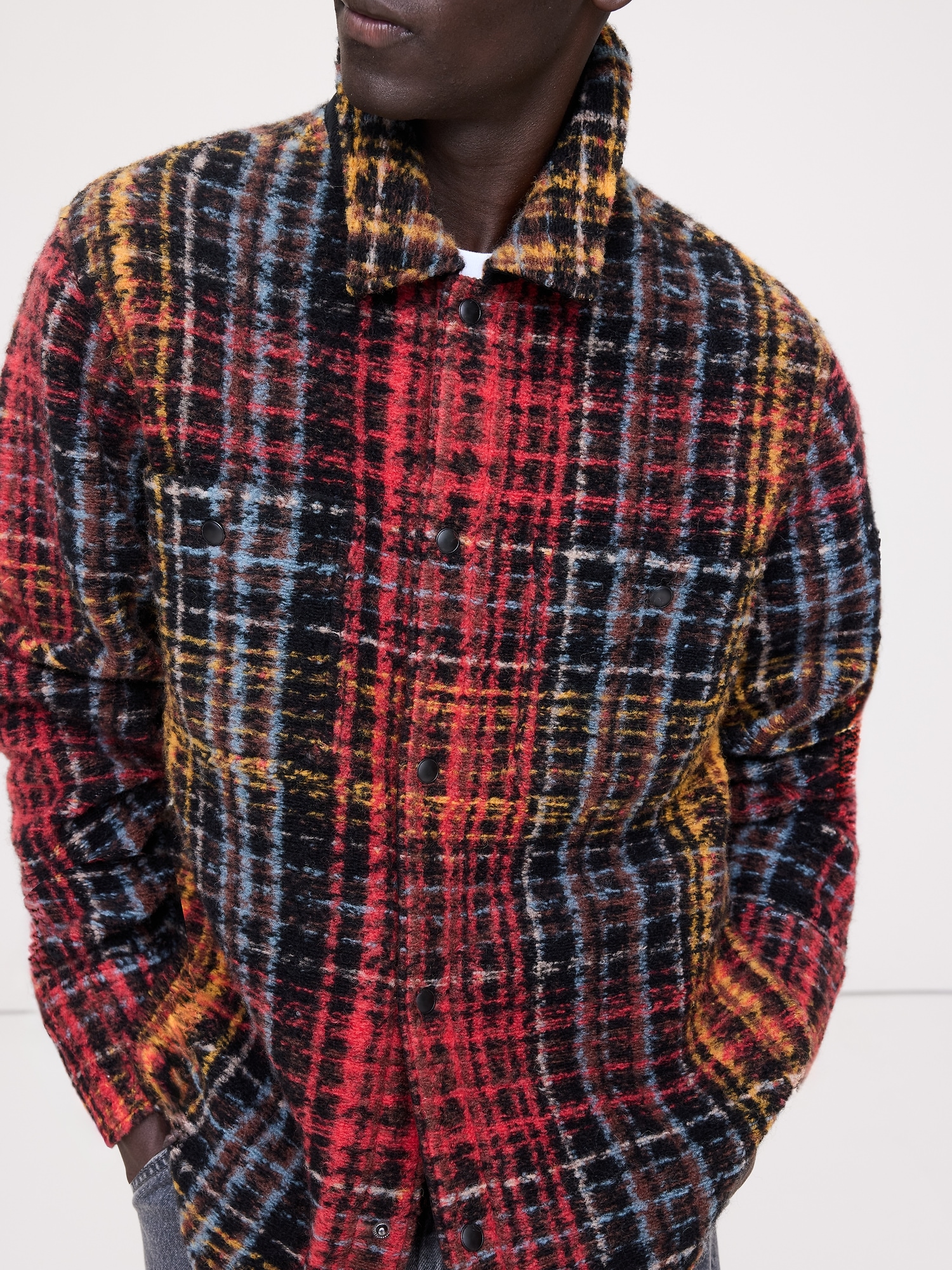 Image number 3 showing, Plaid Bouclé Shirt Jacket