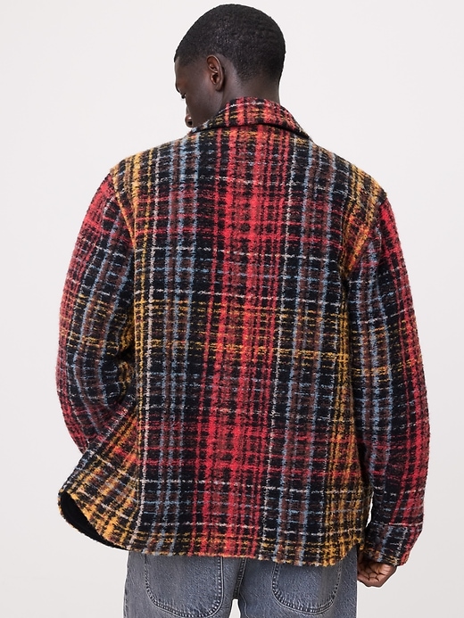 Plaid Bouclé Shirt Jacket