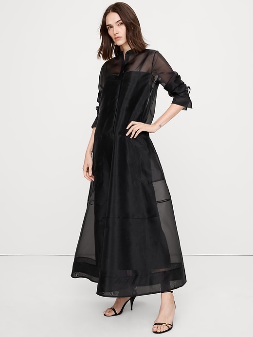 Organza Maxi Shirt Dress Banana Republic